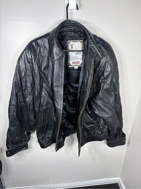 Vintage Luis Alvear Leather Jacket XL Made in Korea Genuine Leather Bomber